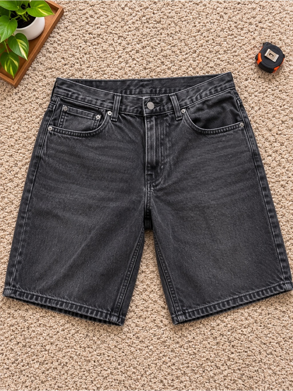 Levi's Black Washed Denim Shorts - Five-Pocket Style